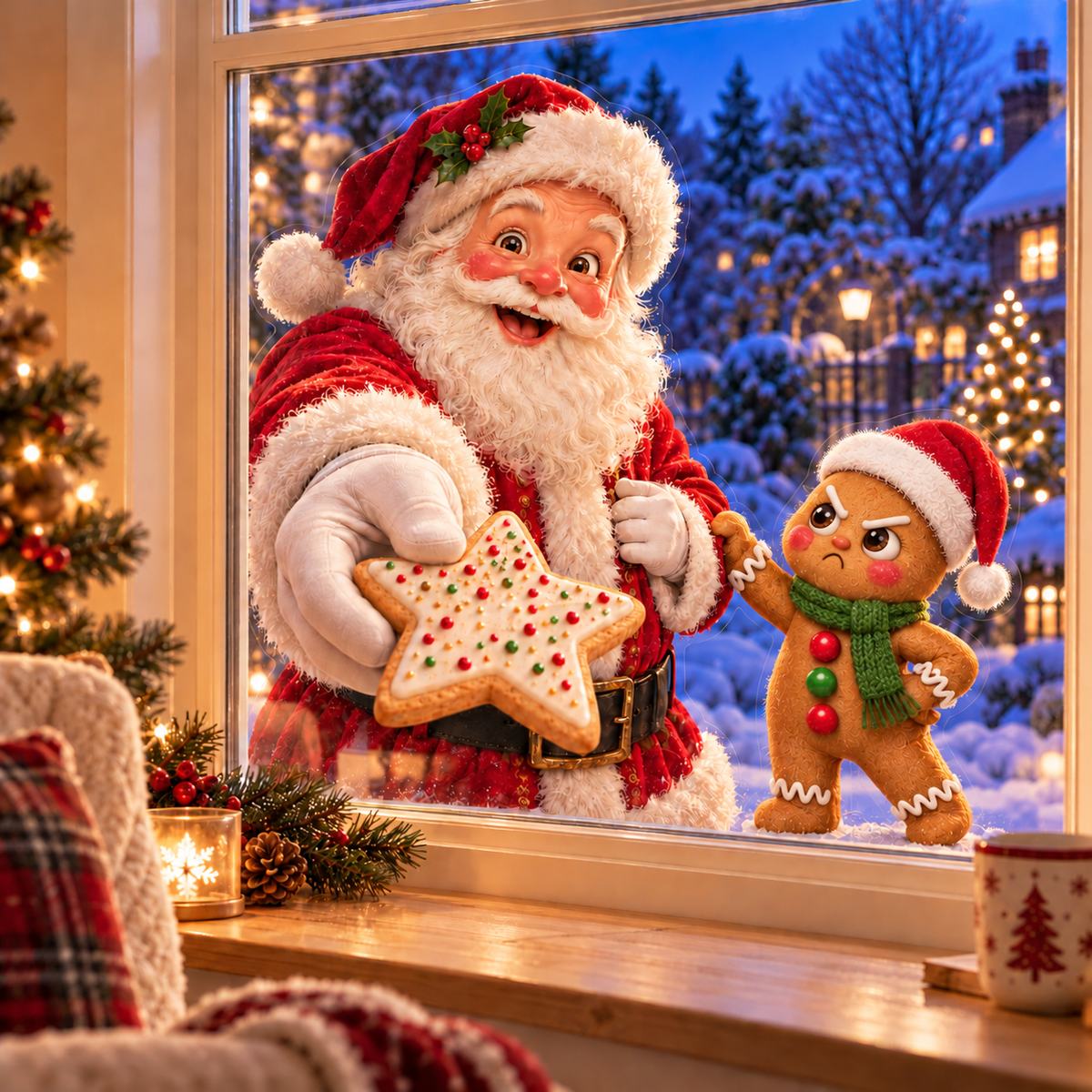 🌲🏡3D Double-Sided Christmas Window Clings – A Little Holiday Mischief at Your Window🎅