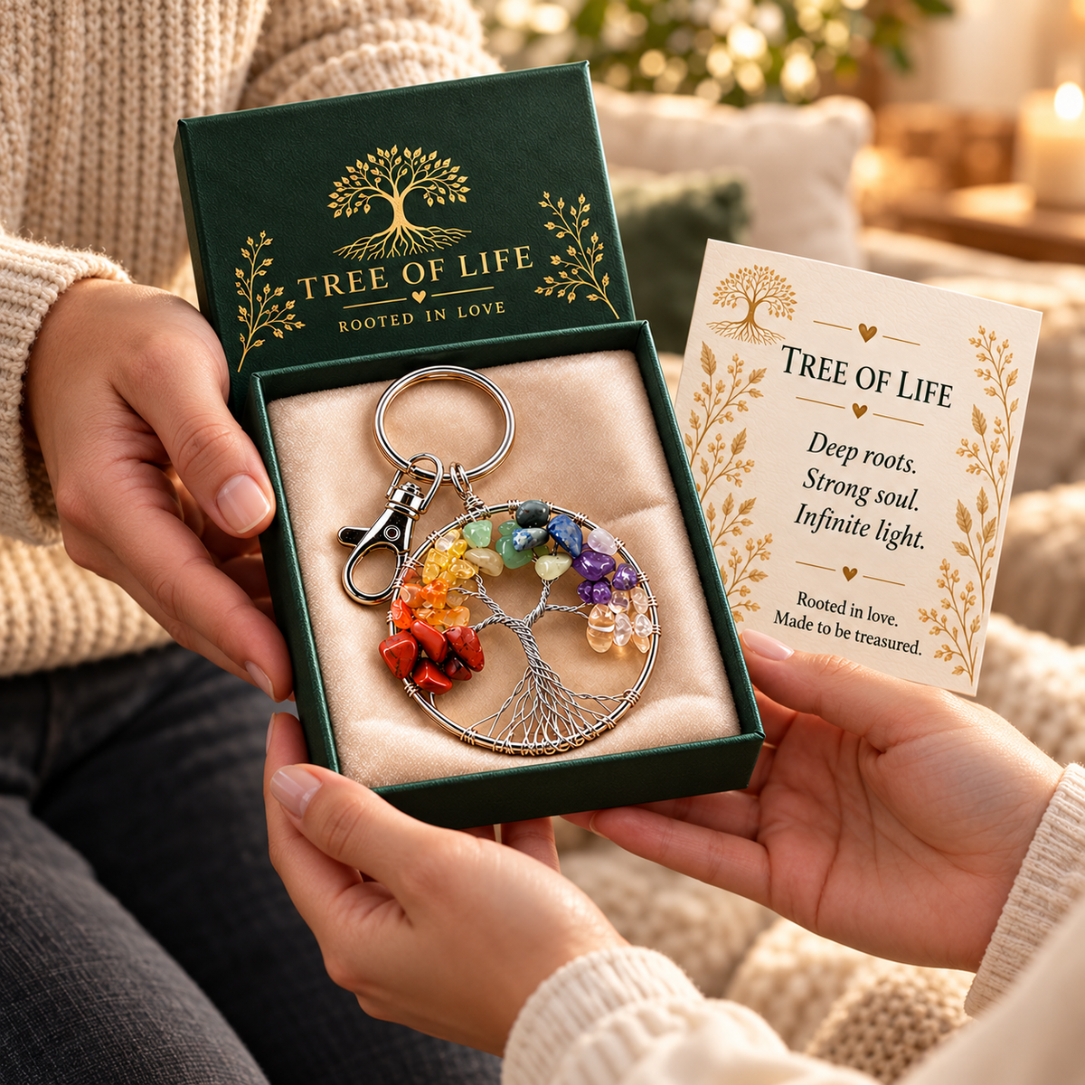 🌳❤️Tree of Life Crystal Keychain – A Meaningful Gift of Strength & Connection🎁