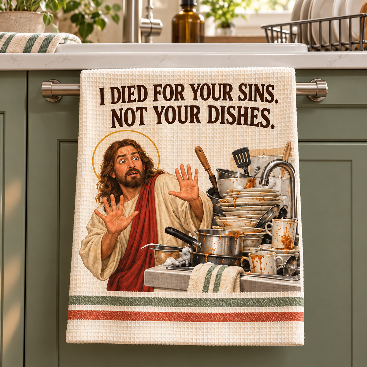😂 Kitchen Miracles – Funny Jesus Kitchen Towels
