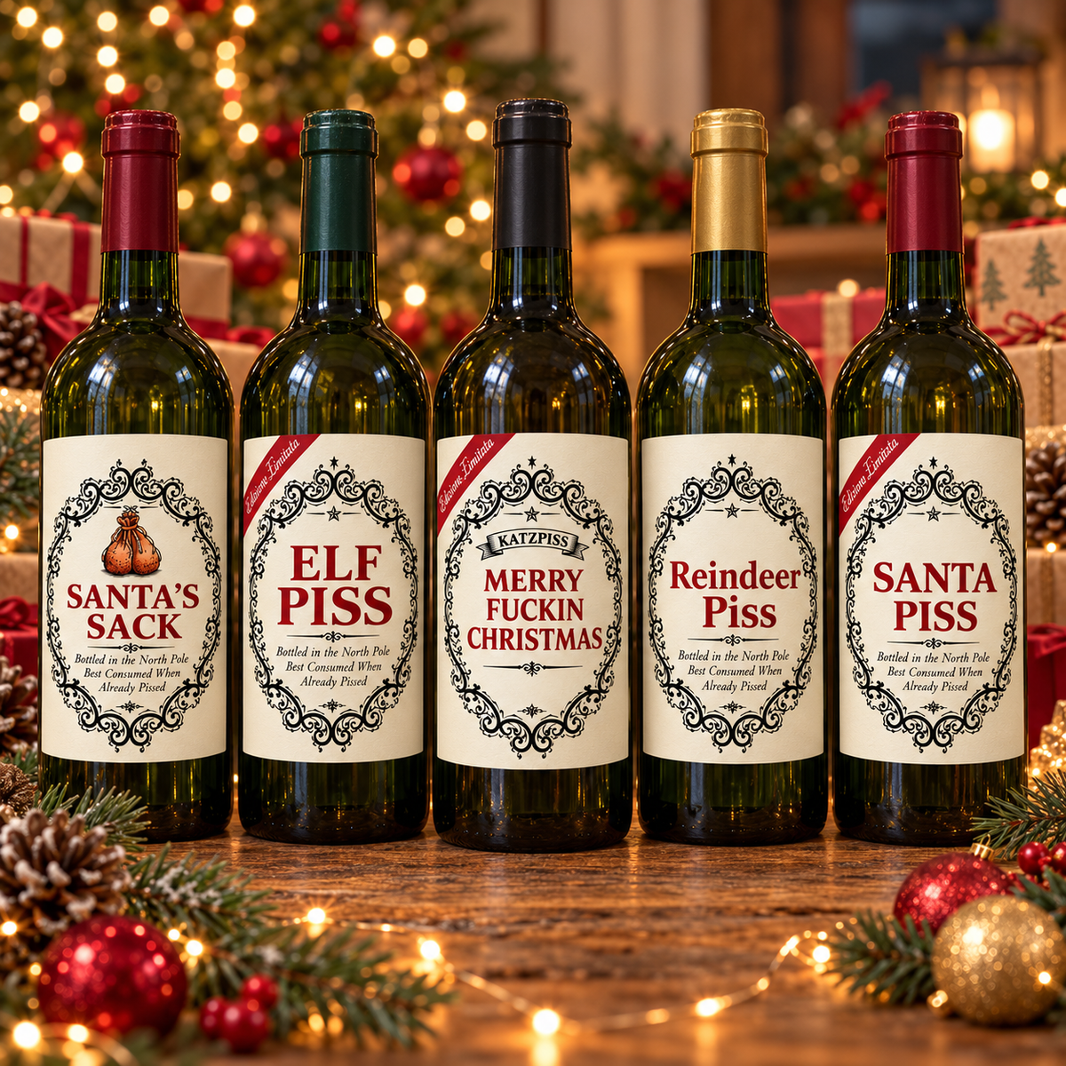 🌲🍾Christmas Funny Novelty Bottle Labels