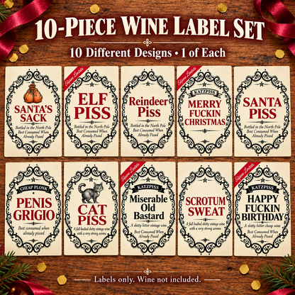 🌲🍾Christmas Funny Novelty Bottle Labels