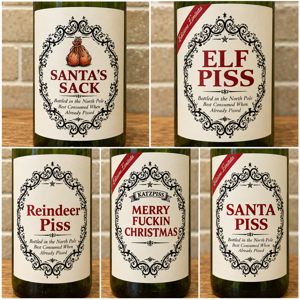 🌲🍾Christmas Funny Novelty Bottle Labels
