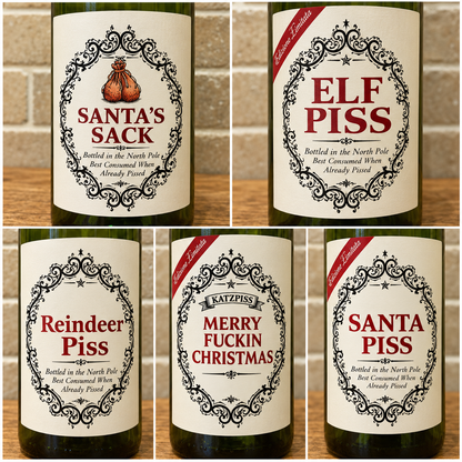 🌲🍾Christmas Funny Novelty Bottle Labels