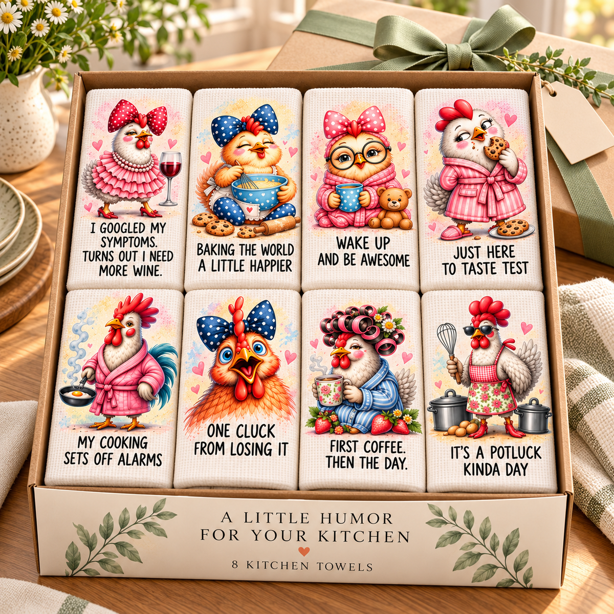 🔥🐔Funny Chicken Towel Set of eight - A Purr-fect Gift for Chicken Lovers!