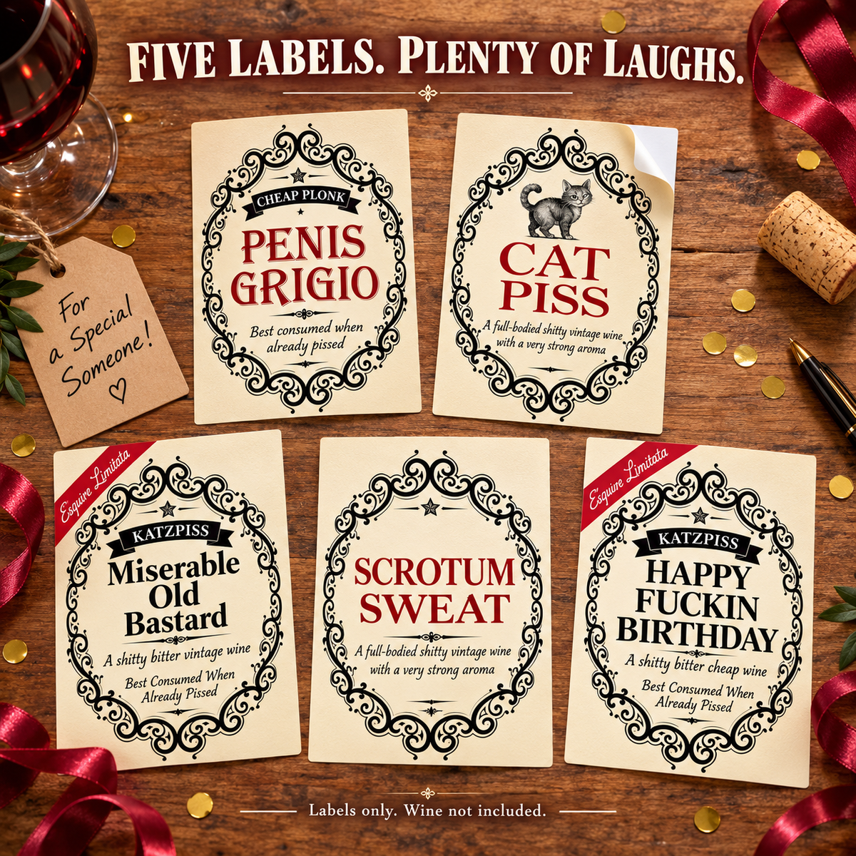 🌲🍾Christmas Funny Novelty Bottle Labels