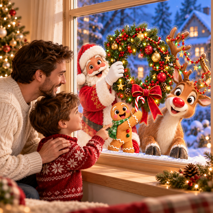 🌲🏡3D Double-Sided Christmas Window Clings – A Little Holiday Mischief at Your Window🎅