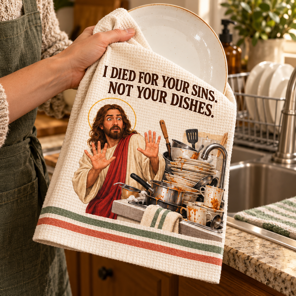 😂 Kitchen Miracles – Funny Jesus Kitchen Towels