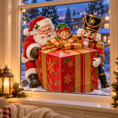 🌲🏡3D Double-Sided Christmas Window Clings – A Little Holiday Mischief at Your Window🎅