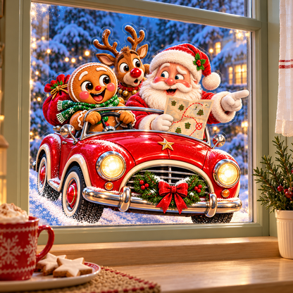 🌲🏡3D Double-Sided Christmas Window Clings – A Little Holiday Mischief at Your Window🎅