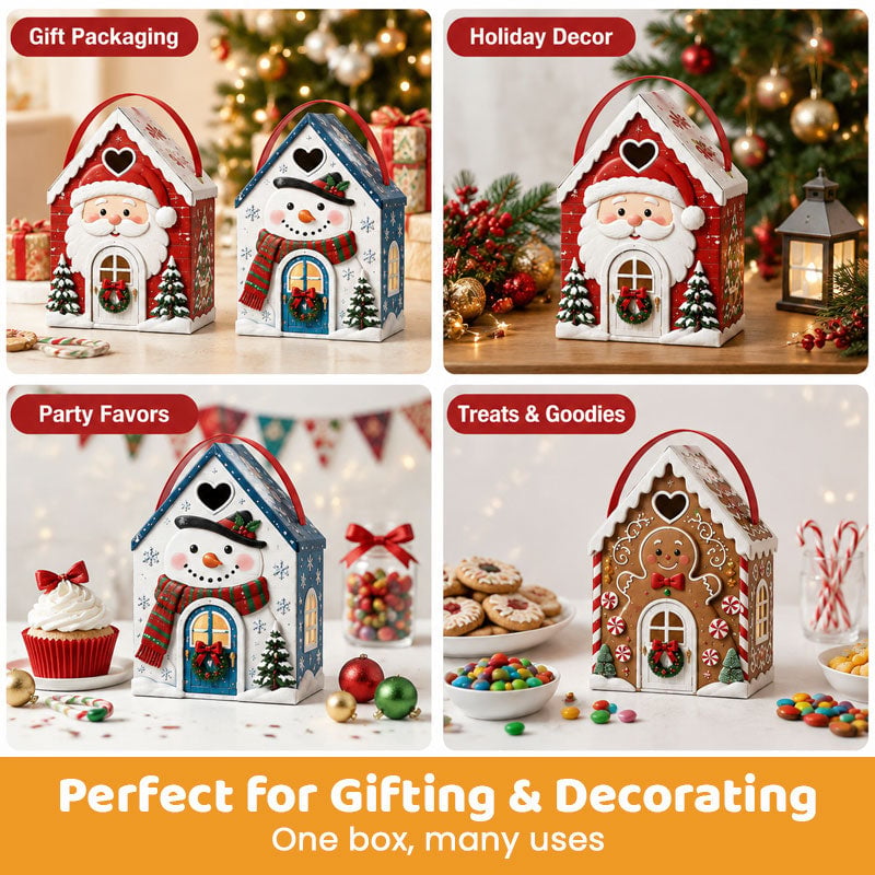🎄Christmas Cottage Gift Box – 5 Festive Designs for Candy & Small Gifts