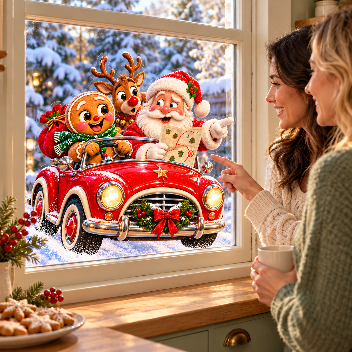 🌲🏡3D Double-Sided Christmas Window Clings – A Little Holiday Mischief at Your Window🎅