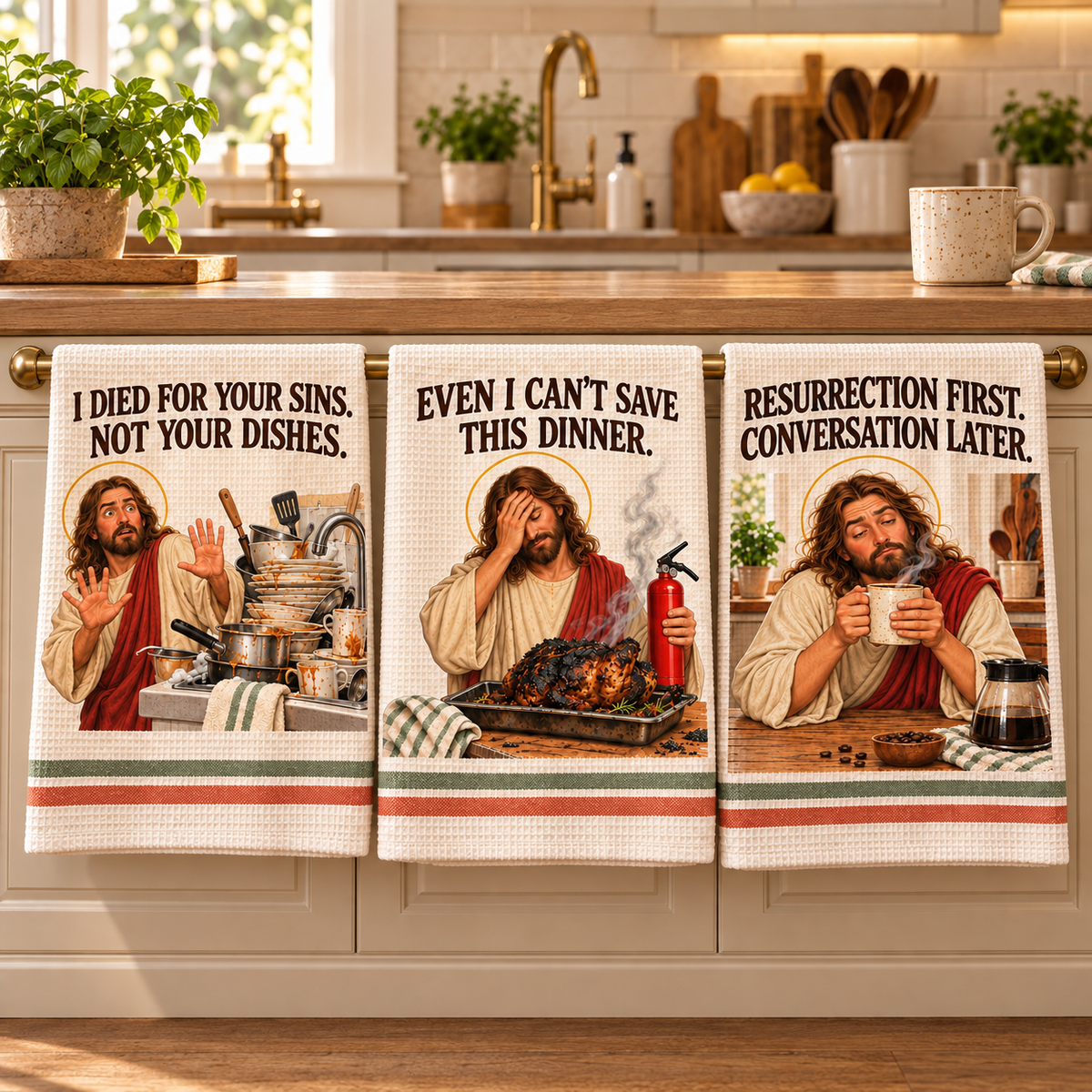 😂 Kitchen Miracles – Funny Jesus Kitchen Towels