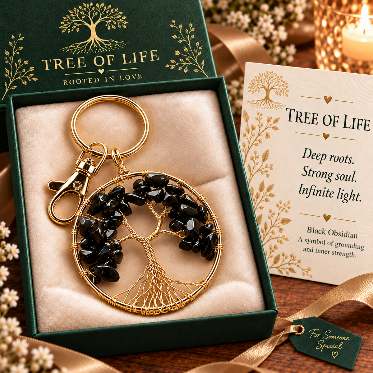 🌳❤️Tree of Life Crystal Keychain – A Meaningful Gift of Strength & Connection🎁