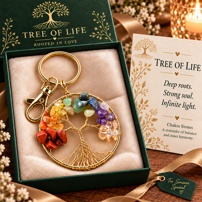 🌳❤️Tree of Life Crystal Keychain – A Meaningful Gift of Strength & Connection🎁