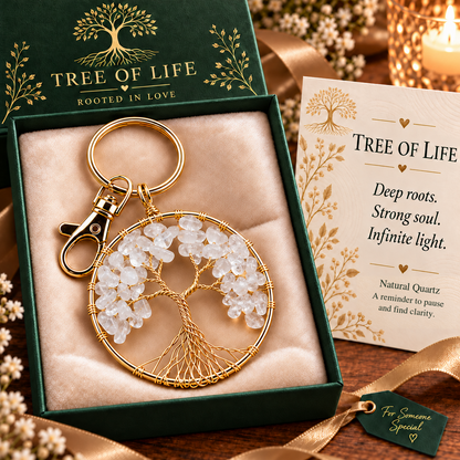 🌳❤️Tree of Life Crystal Keychain – A Meaningful Gift of Strength & Connection🎁