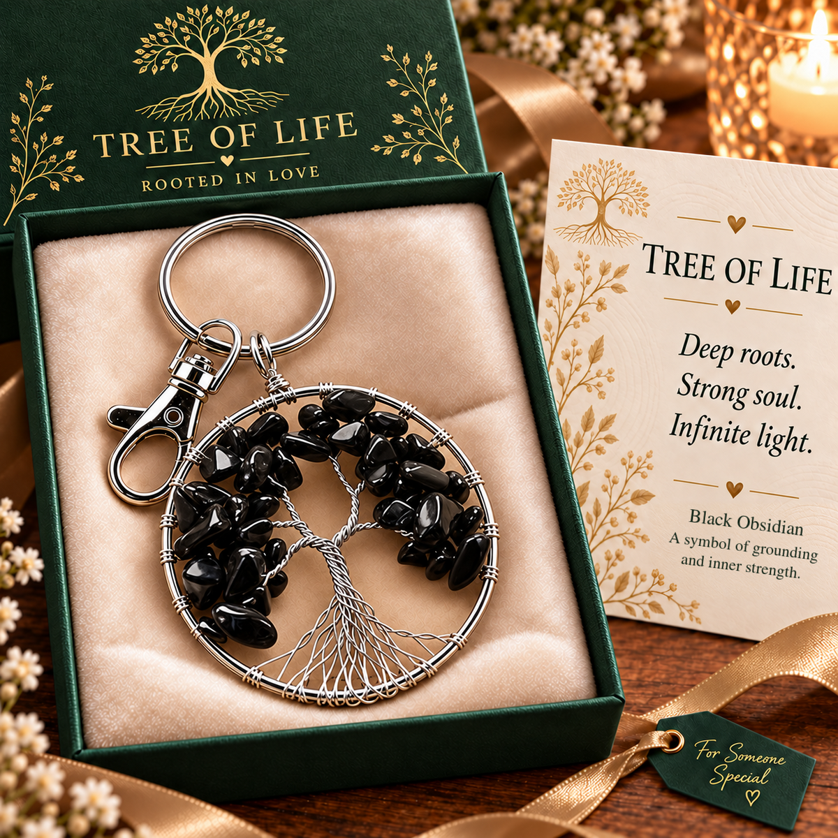 🌳❤️Tree of Life Crystal Keychain – A Meaningful Gift of Strength & Connection🎁