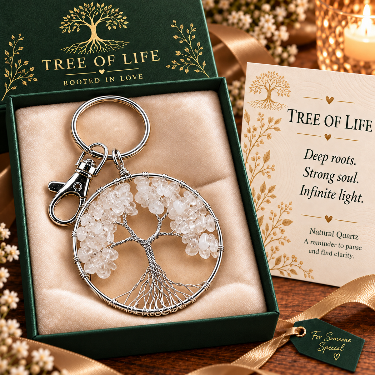 🌳❤️Tree of Life Crystal Keychain – A Meaningful Gift of Strength & Connection🎁
